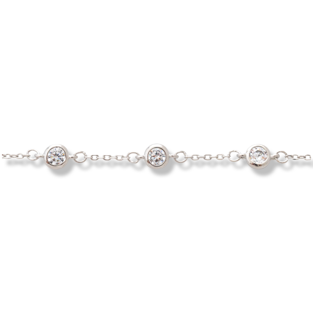 Silver Bracelet with Three Zircons