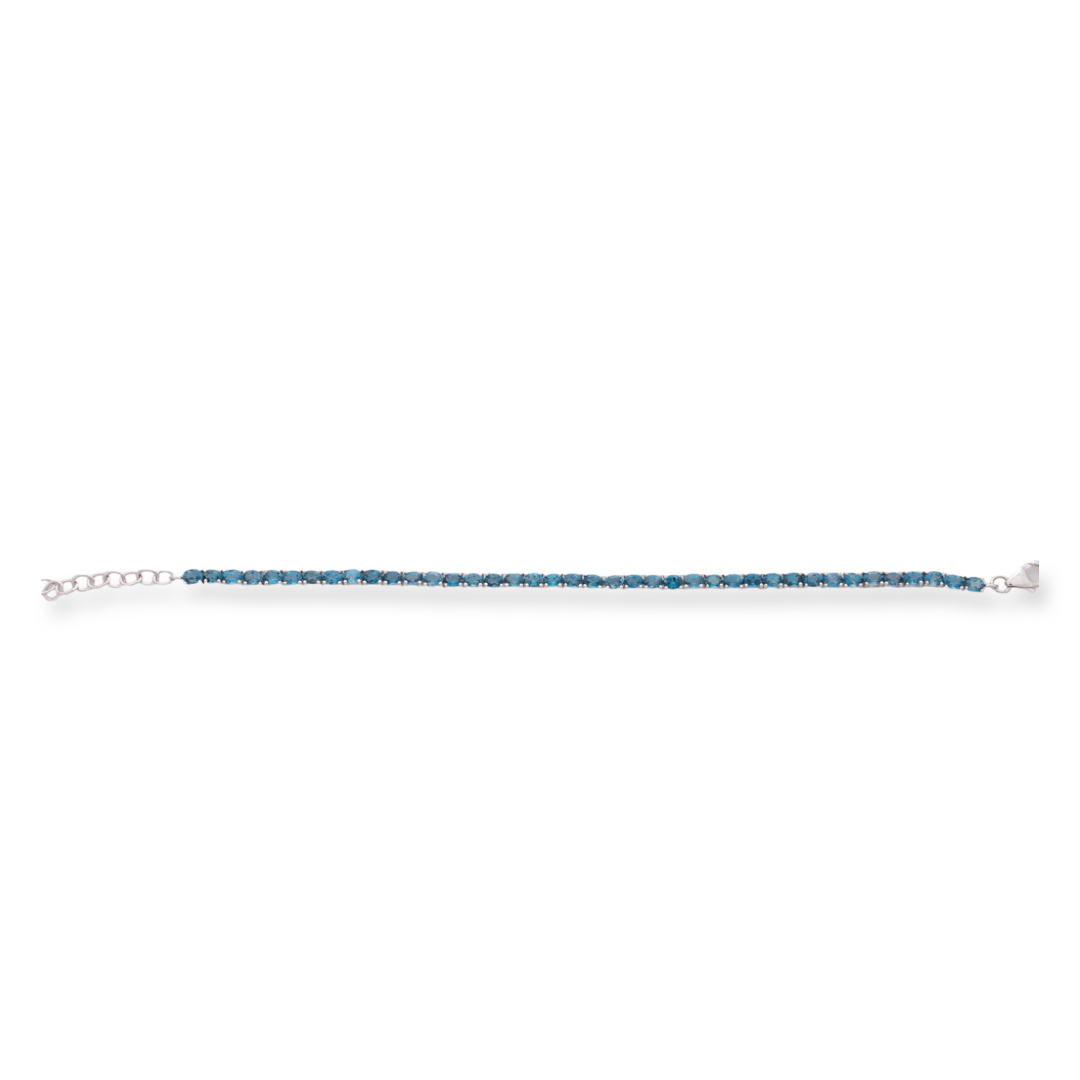 Silver Tennis Bracelet with Natural London Topaz