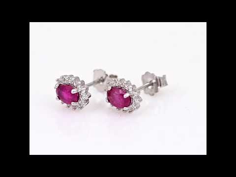 Silver earrings - Natural ruby 1,20 ct. 