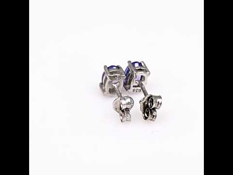 Silver earrings - Natural tanzanite 6x4 mm 0,96 ct.