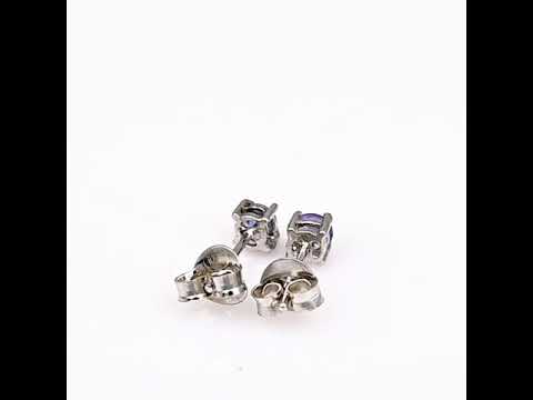 Silver earrings - Natural tanzanite 4x4 mm 0,48 ct.