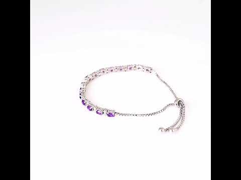 Silver bracelet - Natural amethyst 