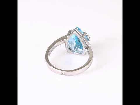 Silver Ring - Natural Blue Topaz 8.50 ct 