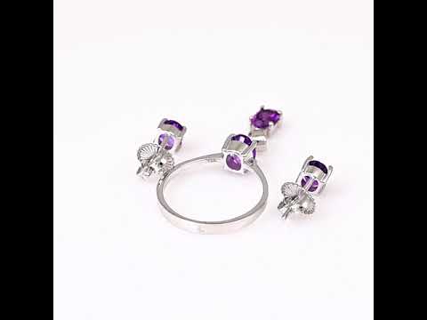 Silver set - Natural amethyst