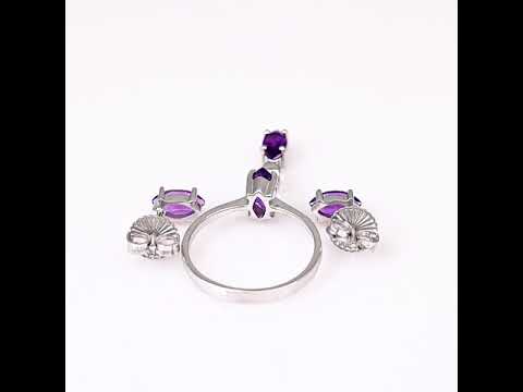 Silver set - Natural amethyst