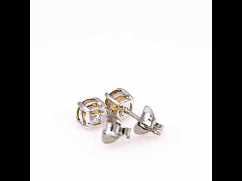 Silver earrings - Natural citrine 5x5 mm 0,90 ct.