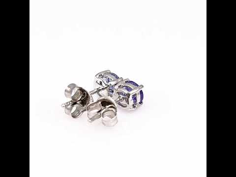 Silver earrings - Natural tanzanite 5x5 mm 0,90 ct.