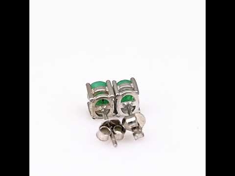 Silver Earrings - 7x5 Natural emerald 1,65 ct.