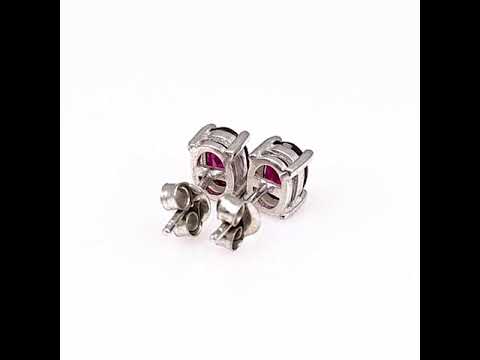 Silver earrings - 7x5 Natural ruby 1,65 ct.