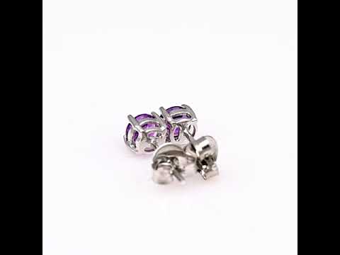 Silver earrings - 5x5 mm Natural amethyst 0,80 ct.