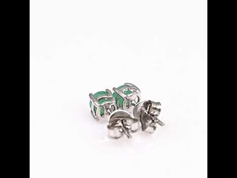 Silver earrings - Natural emerald 5x5 mm 0,96 ct.