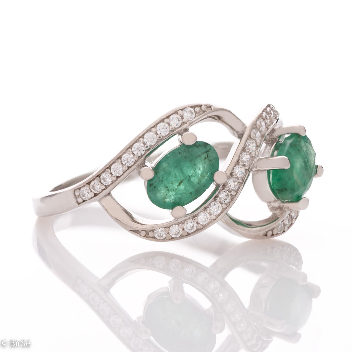 Silver Ring - Natural Emerald 0,50 ct.