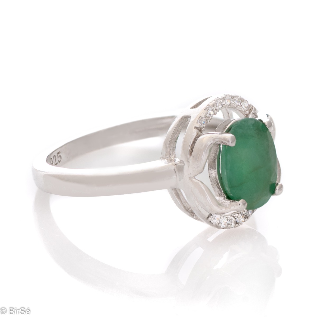 Silver Ring - Natural Emerald 0,85 ct.