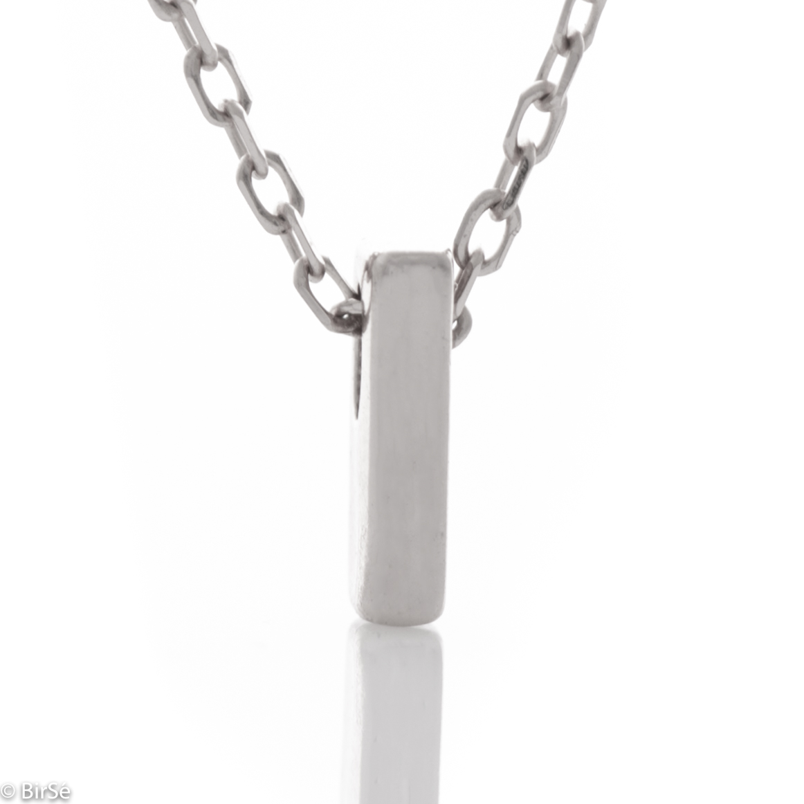 A simple necklace made of shiny rhodium silver with a beautiful letter I. The necklace is suitable to be worn every day in combination with different silver jewelry.