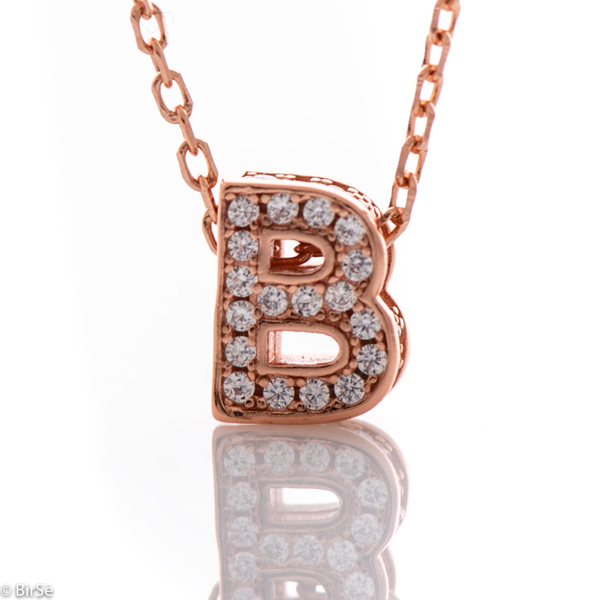 Lovely Letter B Necklace with Rose Gold and Zircons