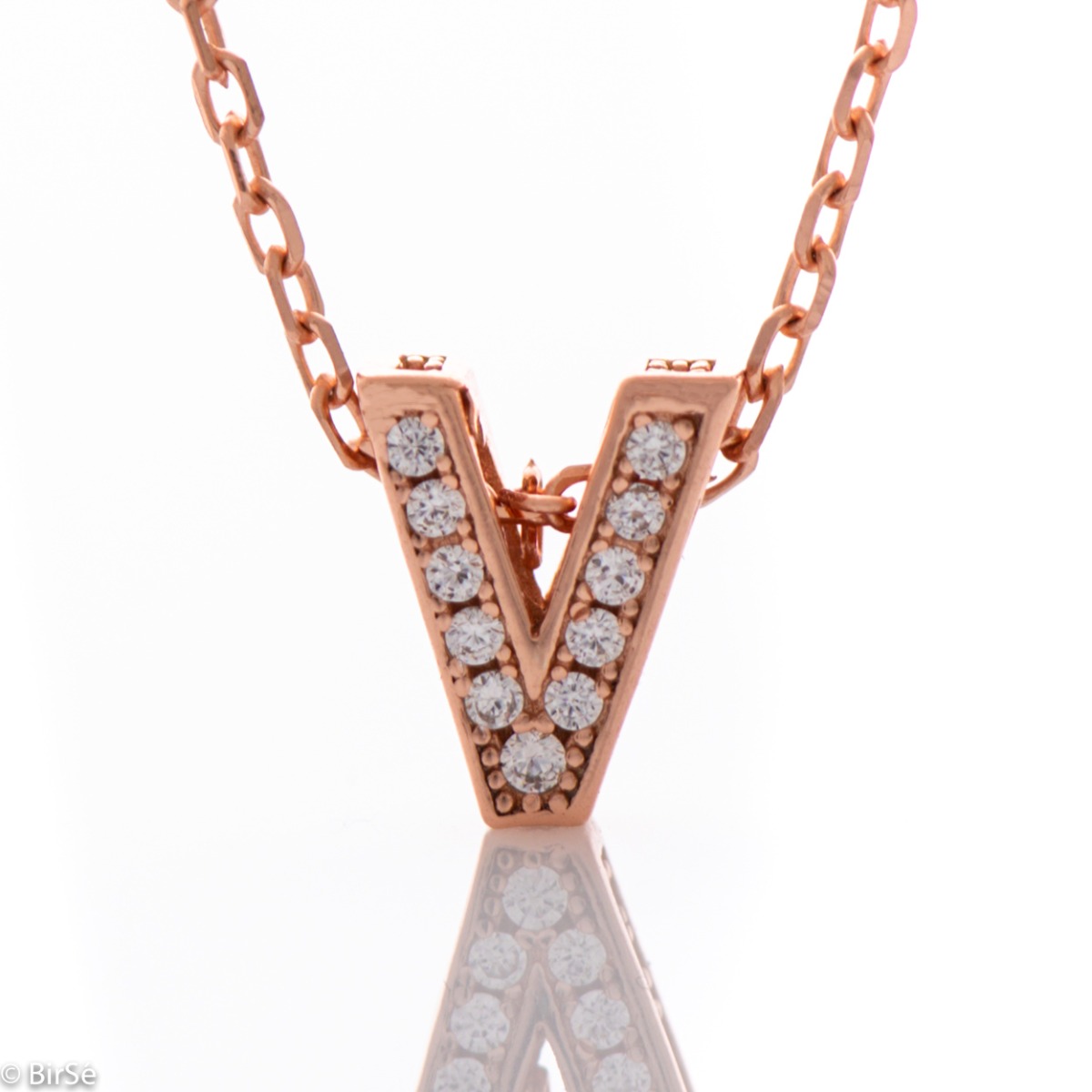 Lovely Rose Gold Letter Necklace with Zircons