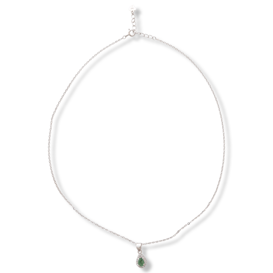 Silver necklace - Natural Emerald 0,45 ct.