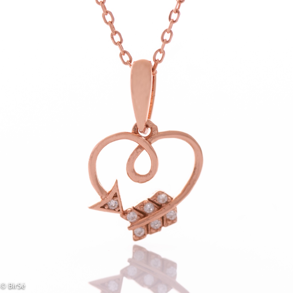 Rose Gold Silver Heart Necklace