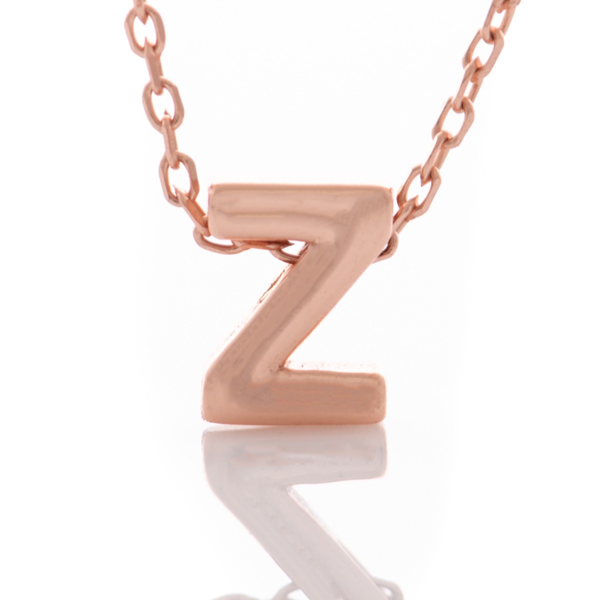 Finely crafted rose silver letter Z necklace for women. A delicate and spectacular piece of jewelry, simple and skillful to combine with all kinds of rose silver jewelry.