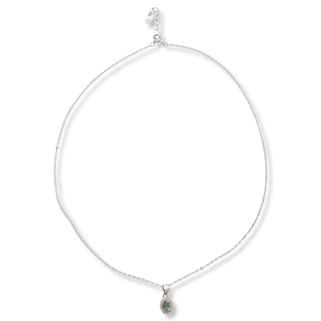 Silver necklace - Natural emerald 0,52 ct.