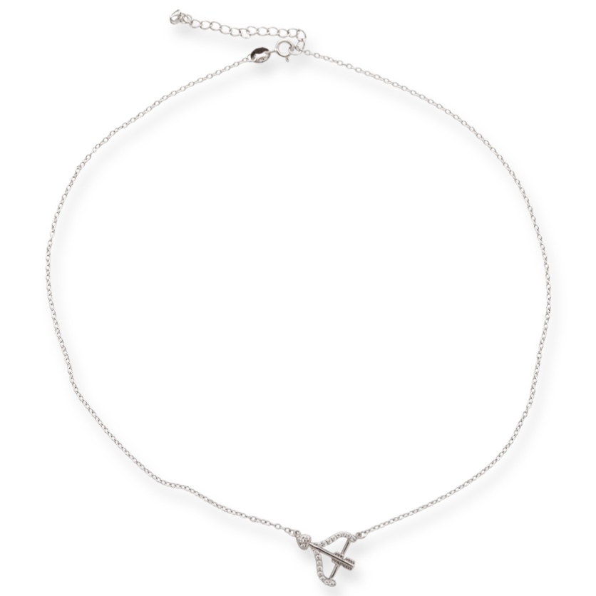 Cupid's bow silver necklace - a lovely piece of jewelry from the BirSe collection for your favorite girl. It is made entirely of rhodium-plated silver and fine zircons. A suitable gift to show your feelings.