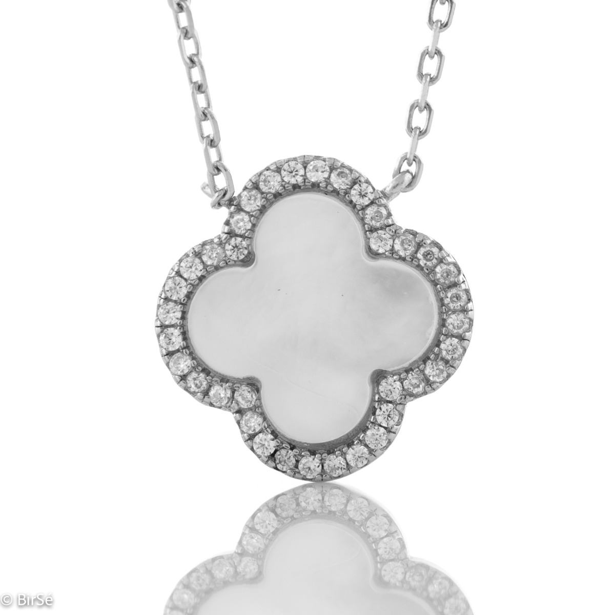 Silver necklace - Clover Mother of pearl