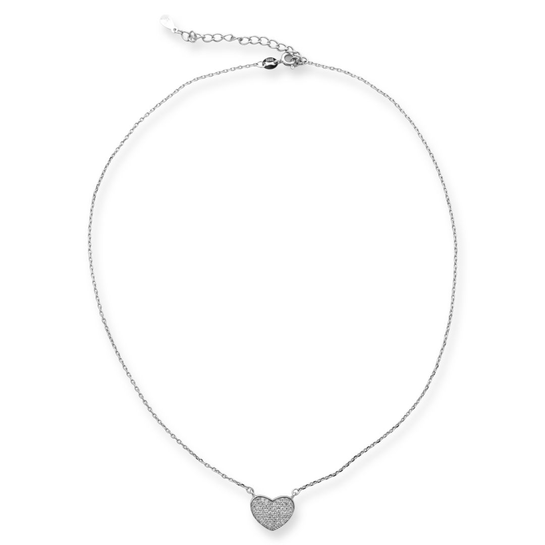 Silver necklace "Captivating Heart" - Stylish and delicate women's necklace with fine workmanship of rhodium-plated silver and a heart shape studded with sparkling zircons. Suitable for everyday life.