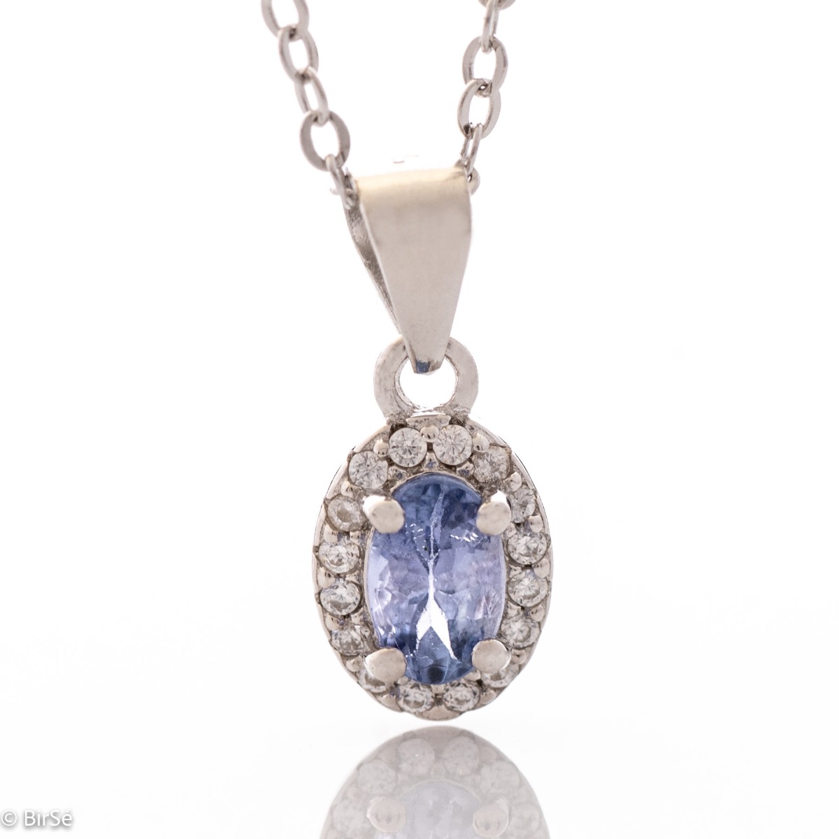 Enchanting Women's Fine Silver Necklace with Charming Natural Tanzanite