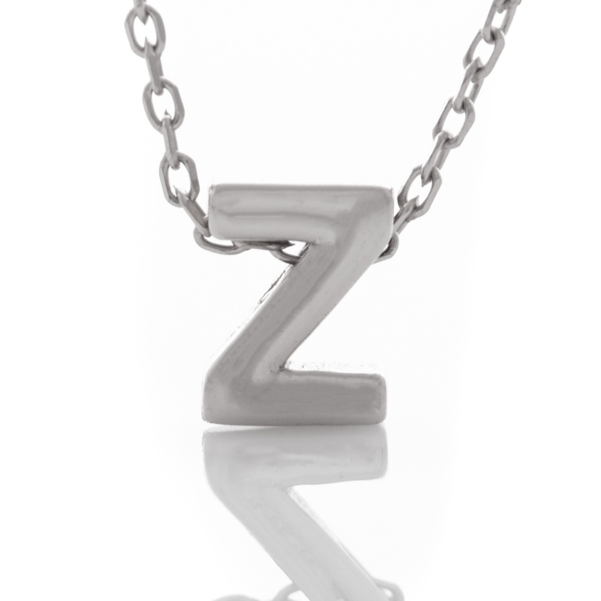 A simple necklace made of shiny rhodium silver with a beautiful letter Z. The necklace is suitable for everyday wear in combination with different silver jewelry.