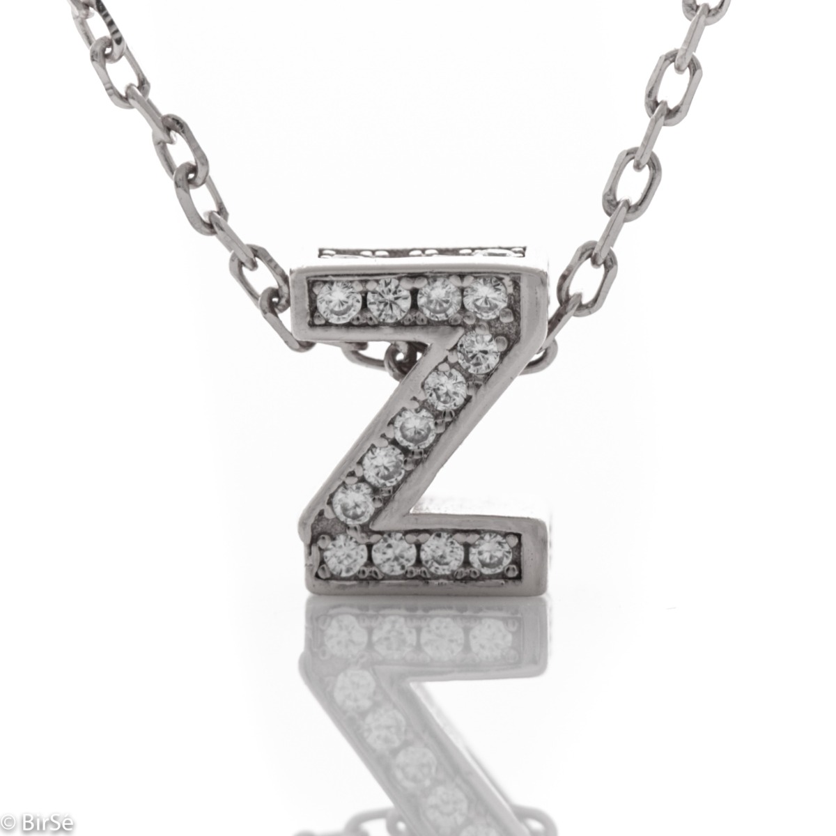 Attractive and impressive with its delicate workmanship, a rhodium silver necklace - letter Z. The gentle softness of the silver and the sparkles of the zircons catch the eye and turn the necklace into a piece of jewelry that every lady dreams of.