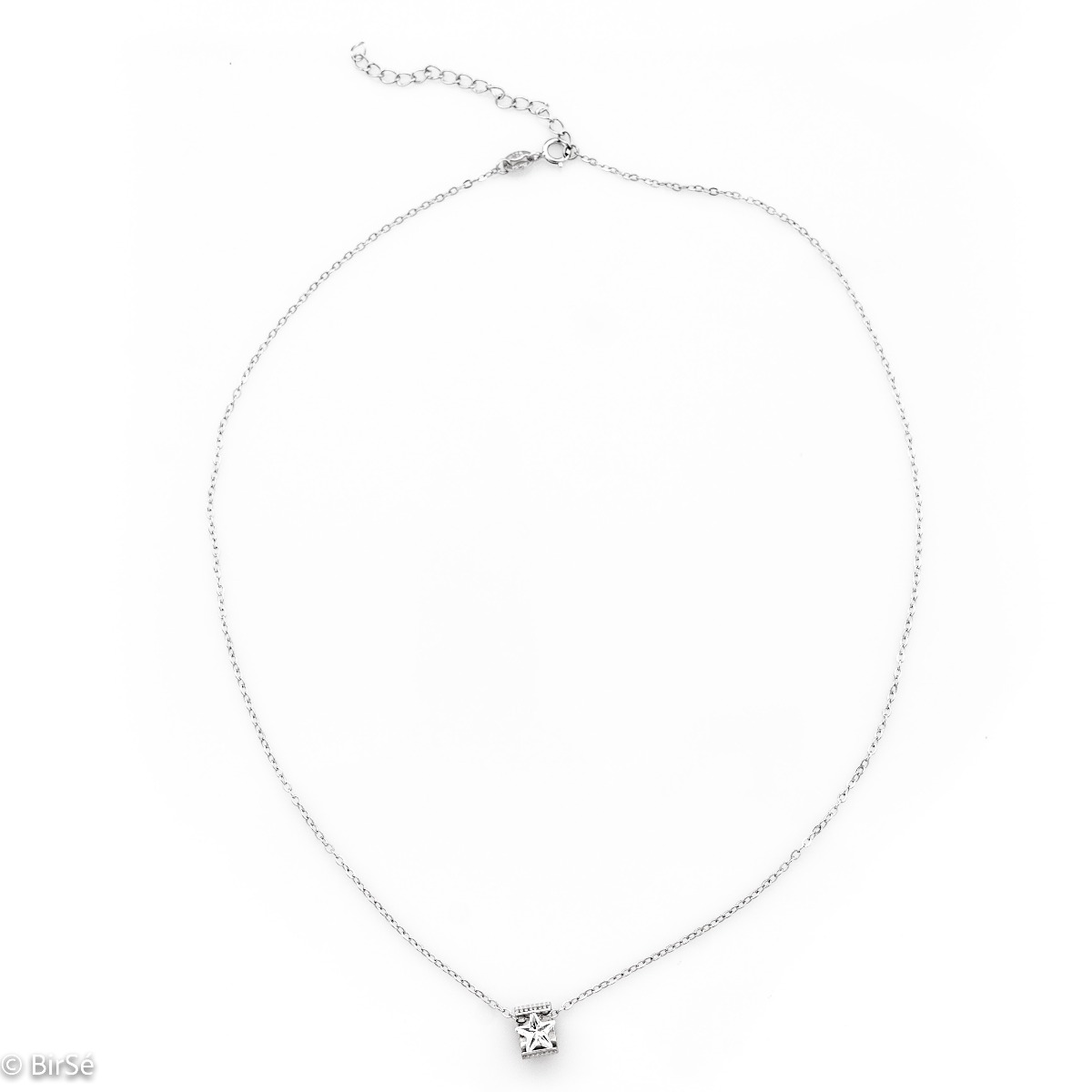 An elegant silver necklace with an accent of spectacularly shaped zircon - star. The stylish composition, made entirely of soft rhodium-plated silver, enhanced by the shine of the zircon, turns the jewelry into an elegant and stylish gift.