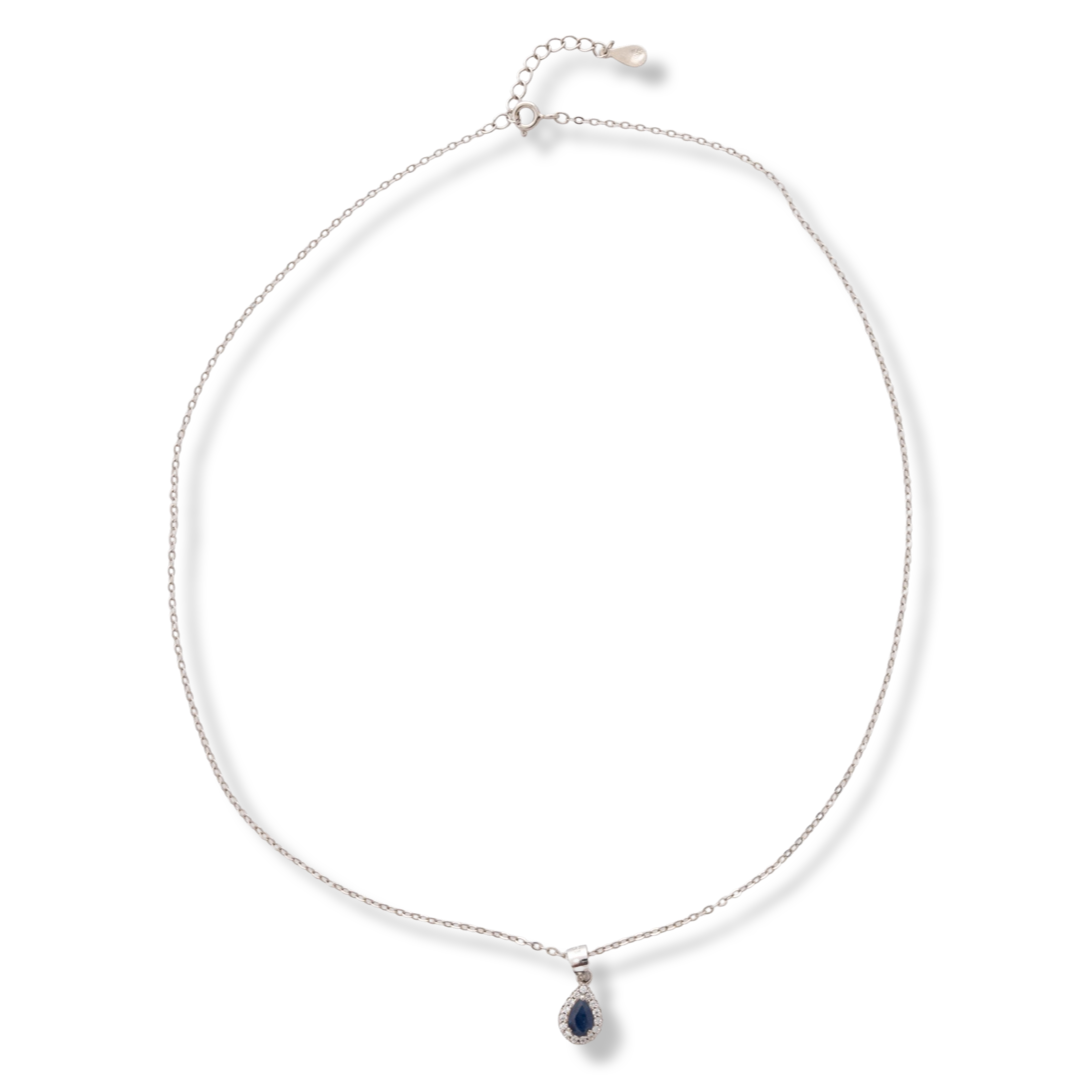 Silver necklace - Natural Sapphire 0,50 ct.