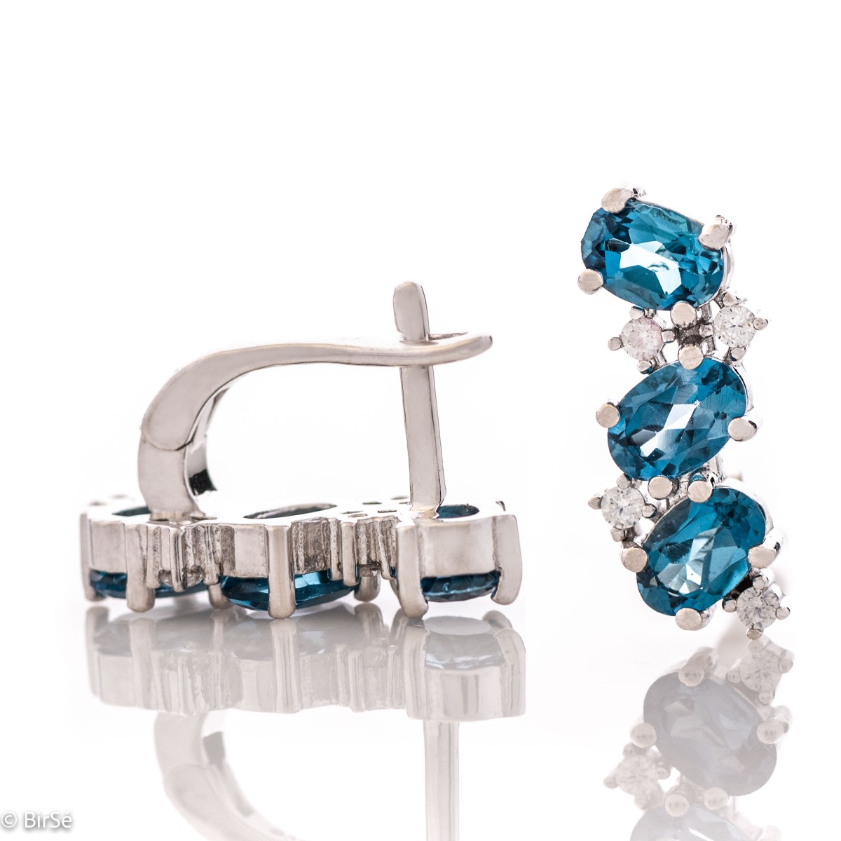 Silver earrings - Natural London topaz 3,42 ct.