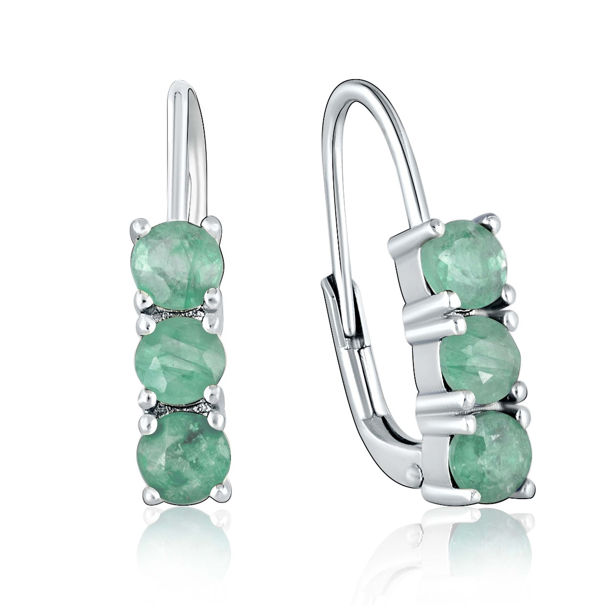 Silver earrings - Natural emerald 1,62 ct