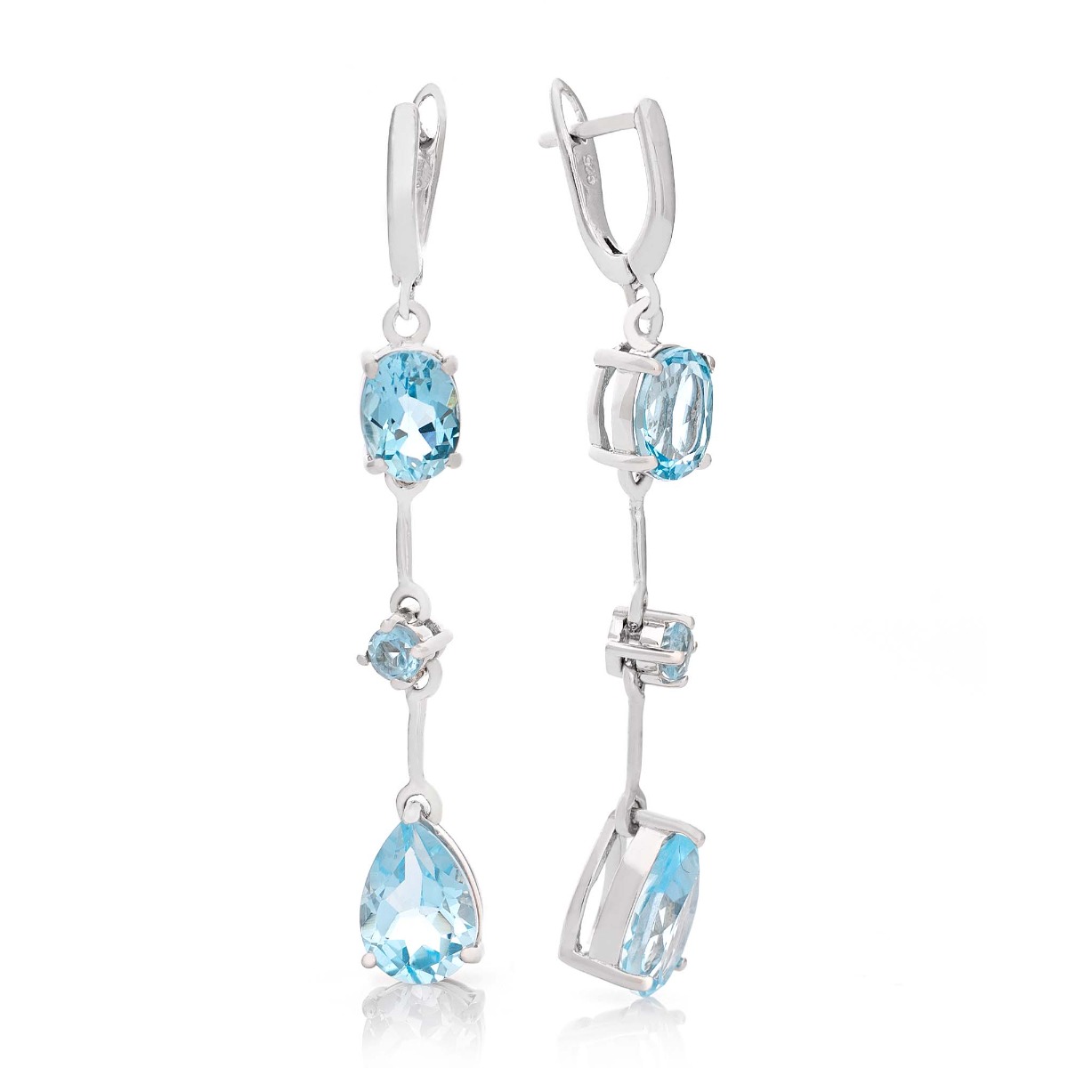 Silver earrings - Natural Blue Topaz 8,42 ct.