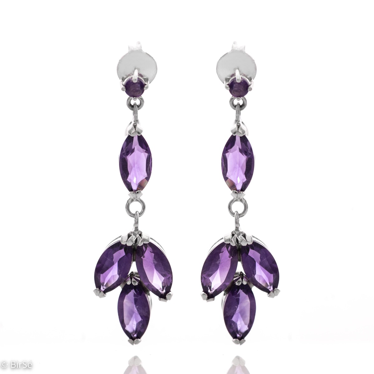 Mystic earrings of rhodium silver and enchanted amethyst - magic that suits every lady.