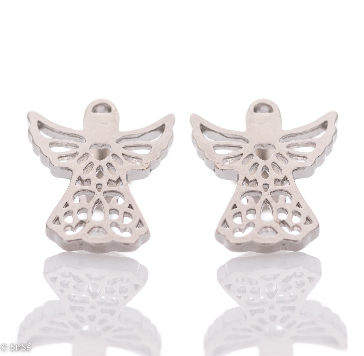 Symbolic earrings made of soft silver like a beautiful angel. Fastening with a pin is for more convenience, and the earrings are a suitable gift for little and big angels.