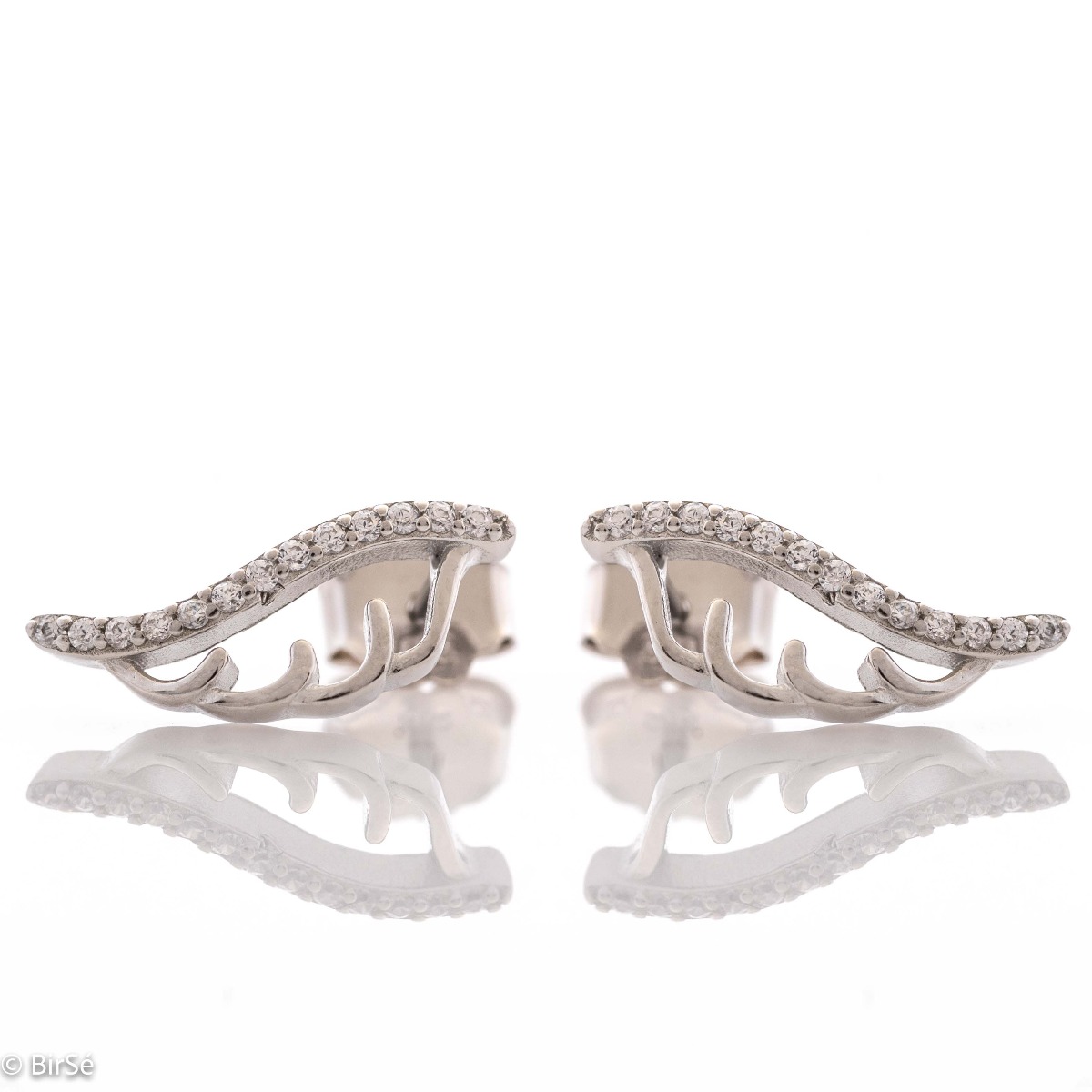 Captivating women's earrings with a spectacular shape and modern design. Crafted entirely from rhodium-plated silver, with a comfortable pin fastening and added dazzling zircons, they are a fitting piece of jewelery for any young lady.