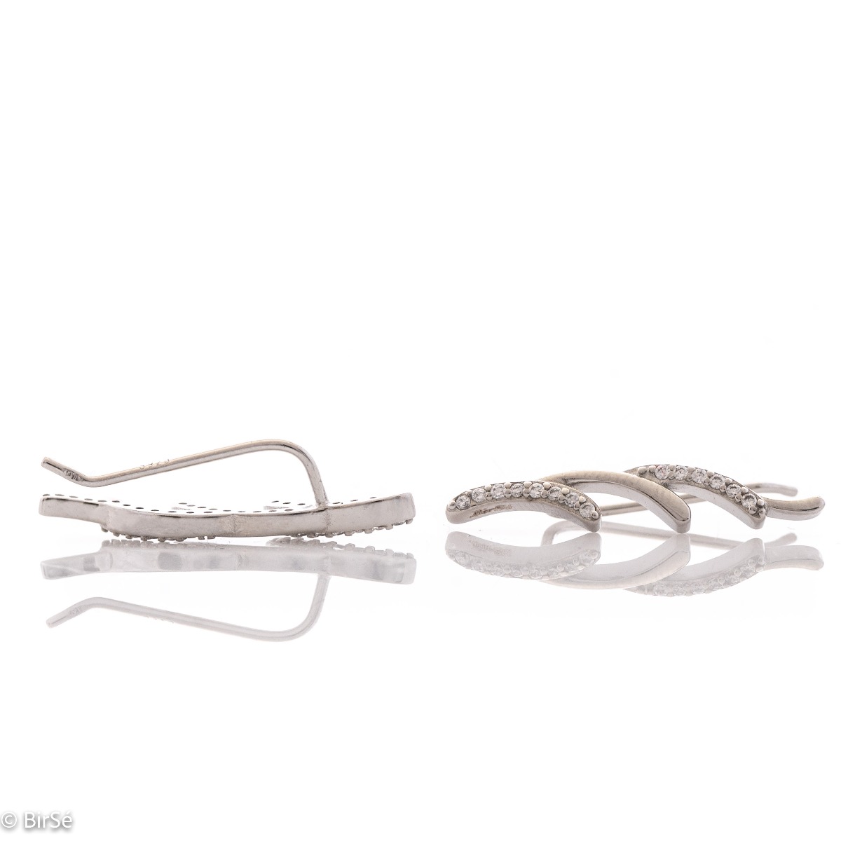 Captivating women's hairpin earrings with an elegant design. Crafted entirely from rhodium-plated sterling silver and accented with dazzling zircons, these hairpin earrings are a fitting piece of jewelry for any young lady.