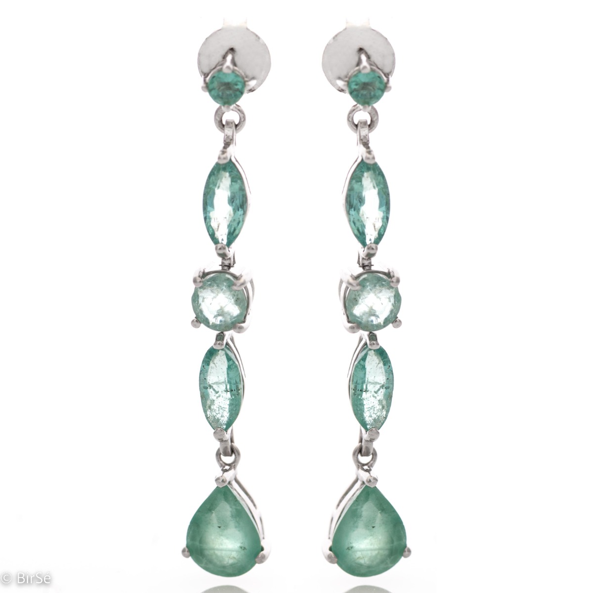 Make a choice that will be in your jewelry box for a long time! Treat yourself to the beauty of rhodium-plated sterling silver and natural emerald in gorgeous drop stud earrings.