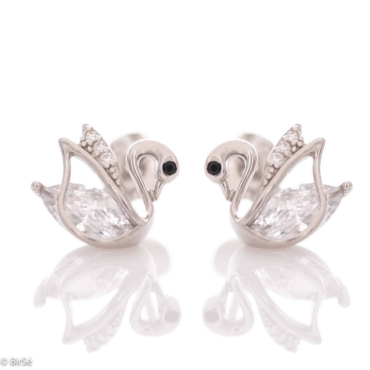 Exquisite craftsmanship in our new stud earrings with a beautiful swan design combining unique rhodium silver and cubic zirconias.