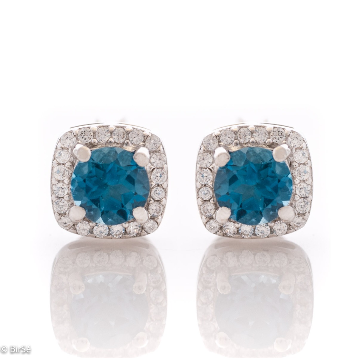 Silver Earrings with Natural London Topaz