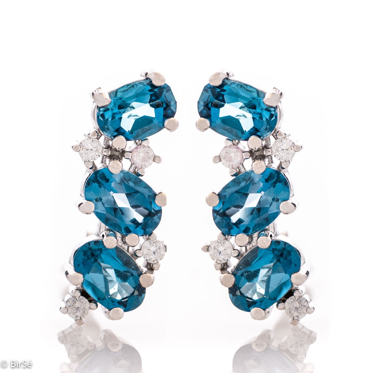 Silver Earrings with Natural London Topaz