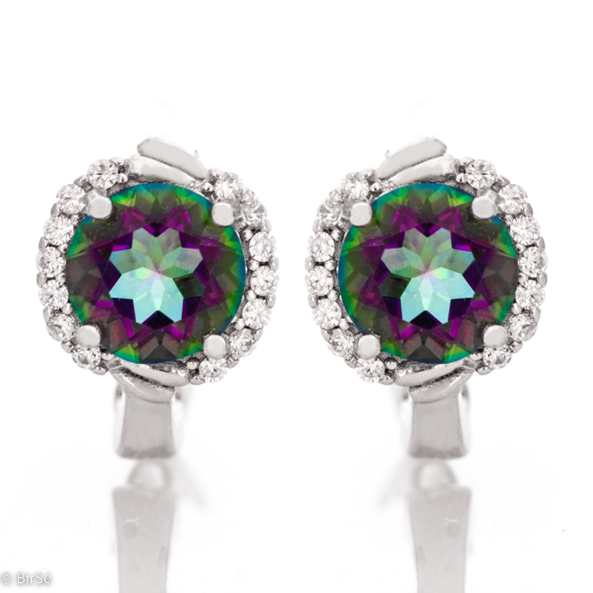 Feel the magic of iridescent Northern Lights in the exquisite Mystic Topaz earrings, gently enveloped in the sparkle of cubic zirconia. Be irresistible with the complete set, including an elegant ring and a delicate pendant.