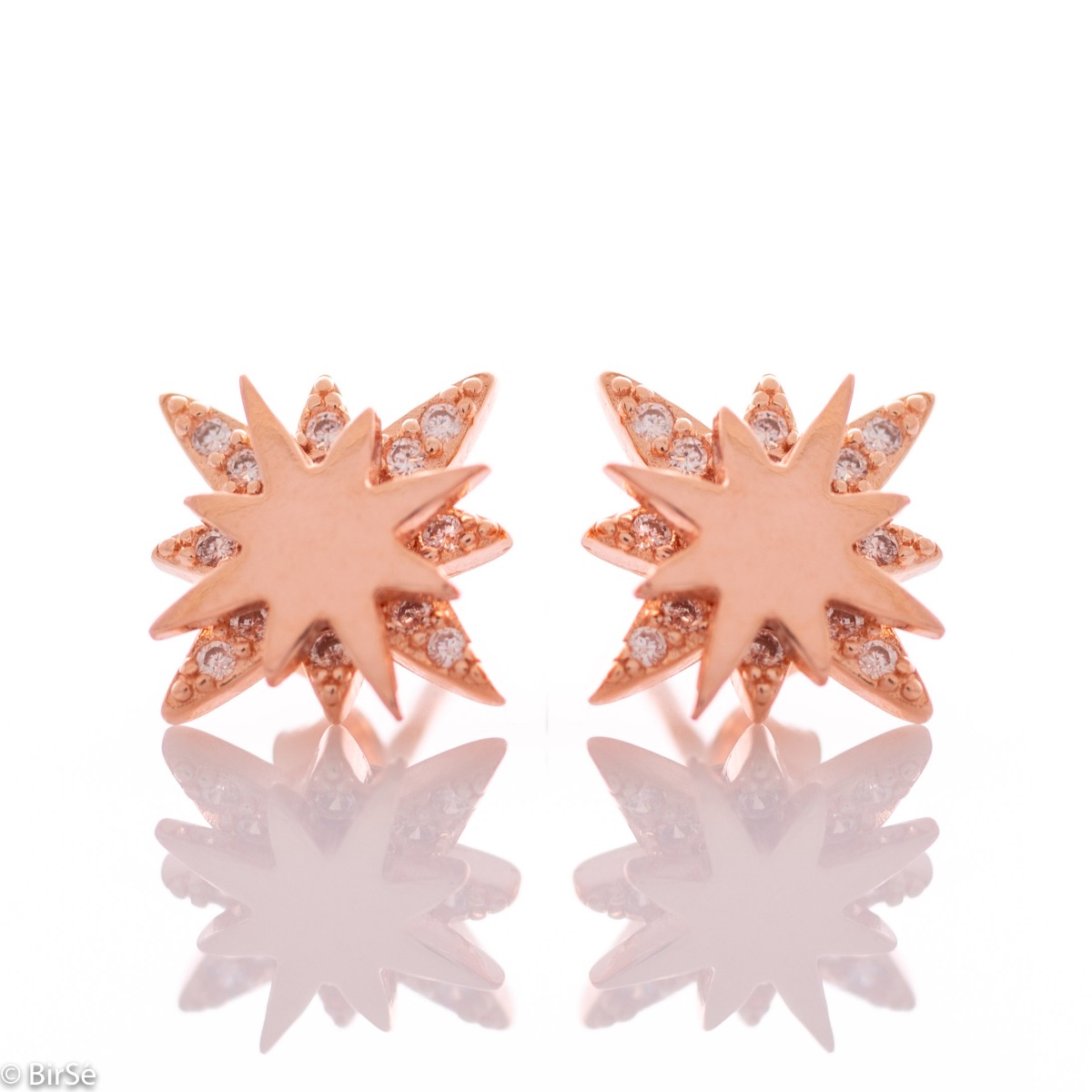 Rose Silver Star Earrings with Studs