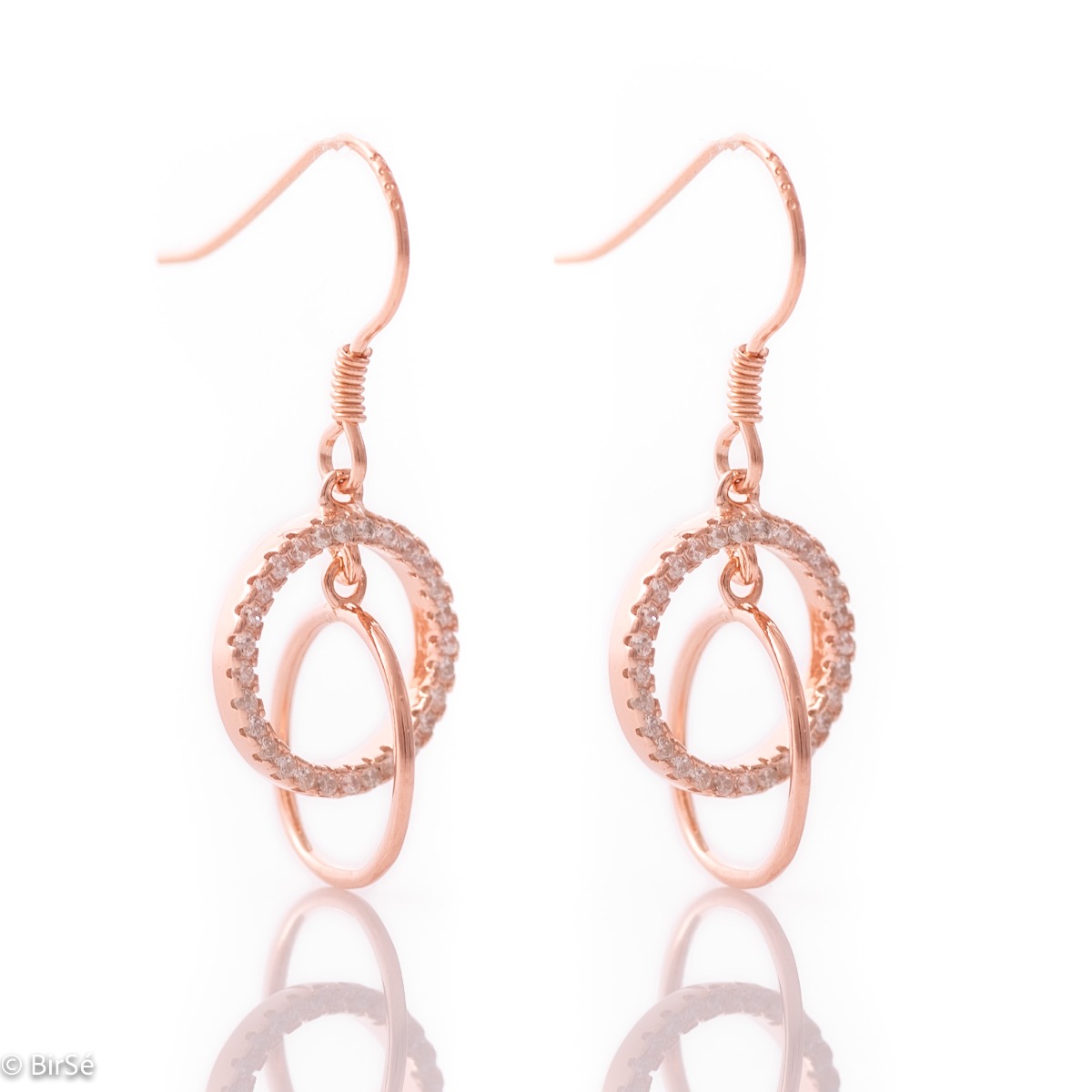 Silver earrings - Pink circles