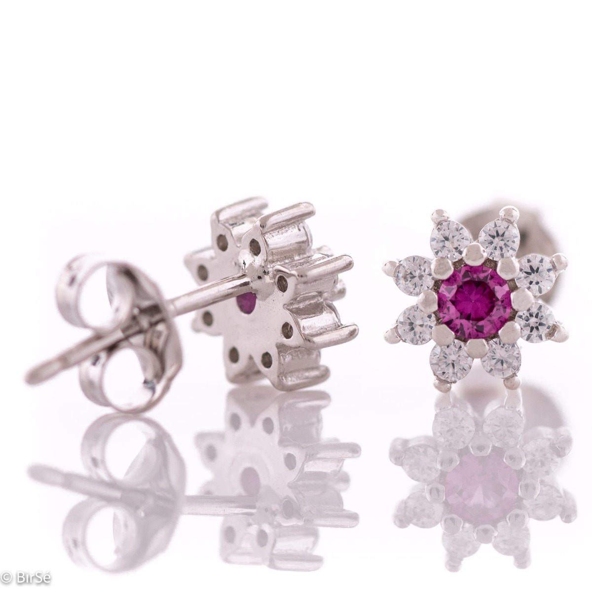 Silver earrings - Ruby color