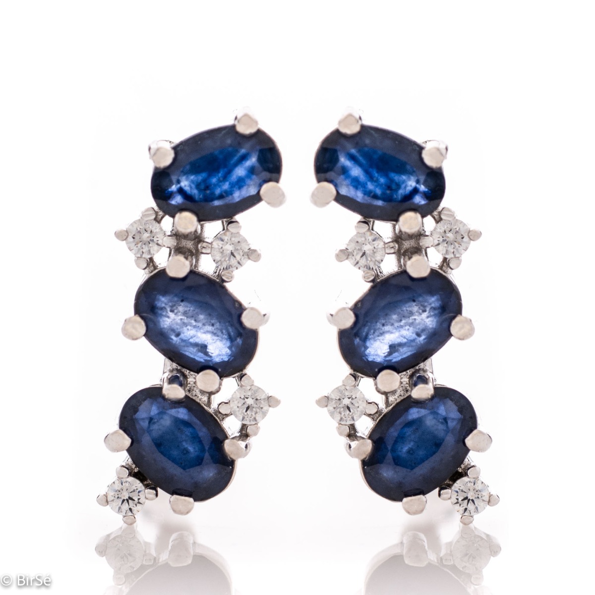 Silver Earrings with Natural Sapphire 45 d