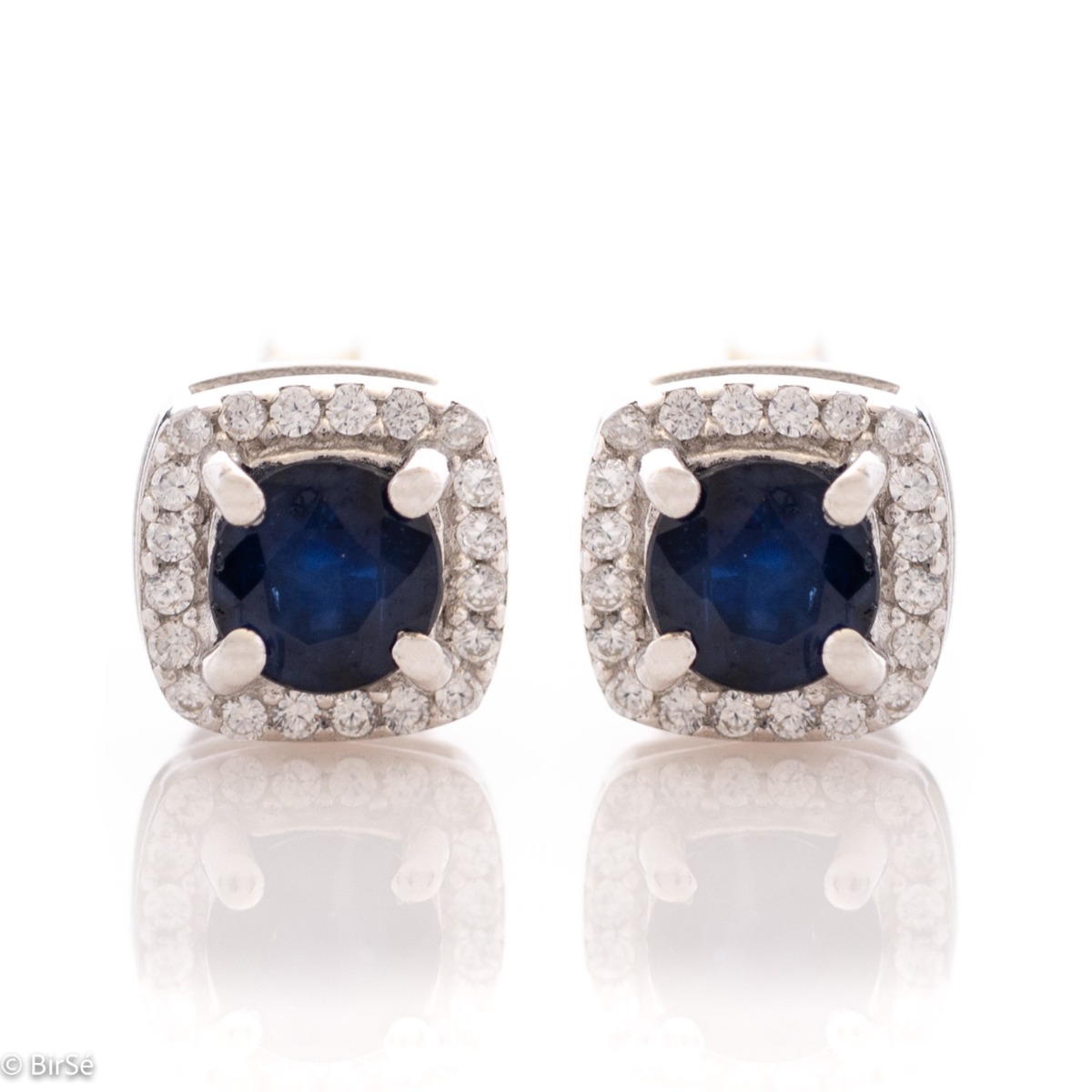 Exquisite craftsmanship of our new stud earrings, beautiful design combining unique natural sapphire stone and zircons.