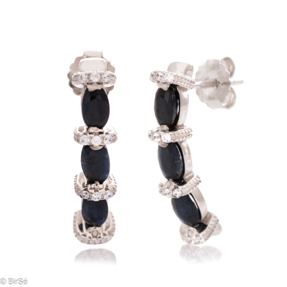 Silver earrings - Natural Sapphire 2,10 ct.